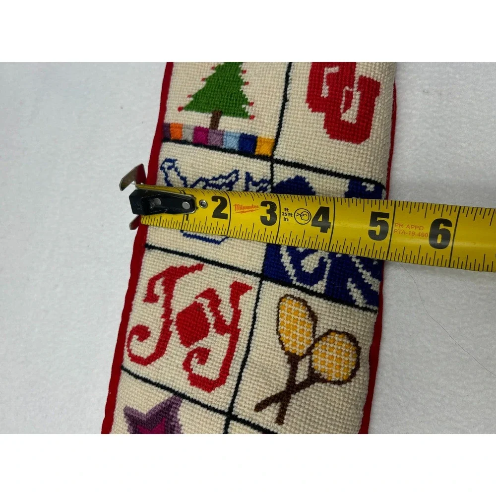 Vintage '73 Needlepoint Christmas Stocking Handmade Wool Cross Stitch‎